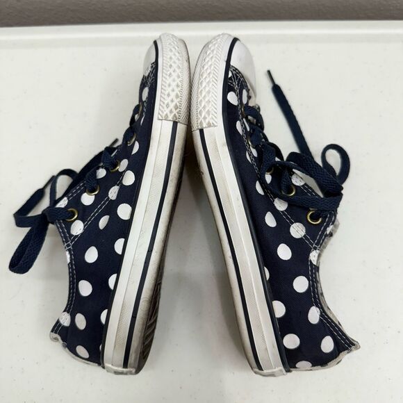 Converse Size 4 All-Star Navy White Polka Dots Canvas Sneakers Shoes Unisex - Picture 6 of 8